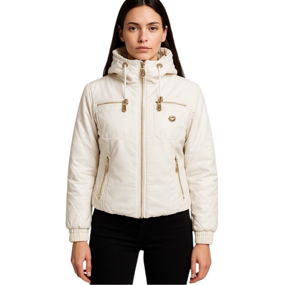 Piero Guidi Magic Circus Italian Designer White Quilted Winter Jacket Size L